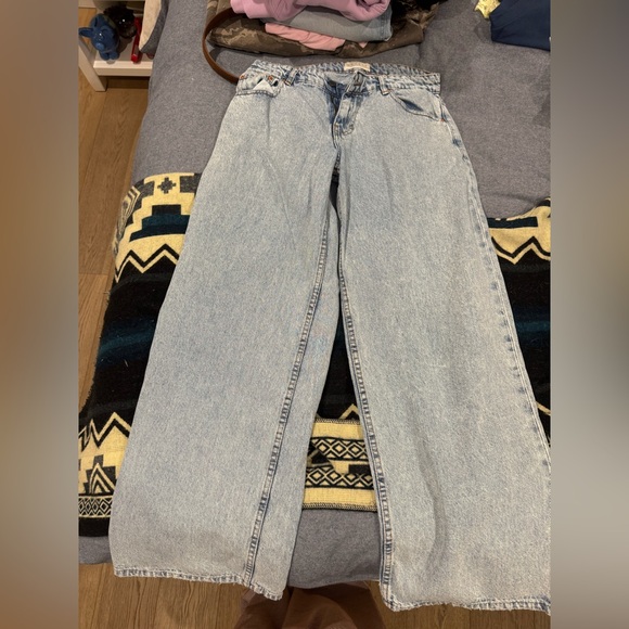 Motel Rocks Light Blue Wide Leg Jeans - Picture 1 of 4